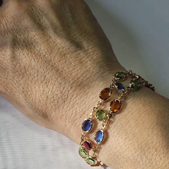 Gorgeous Bezel Set Swarovski Crystal Colorful Vintage Bracelet. ✨️ - Picture 6 of 10
